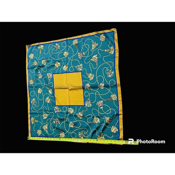 Vintage Emeraude Large Tassel Green Gold Purple Scarf Shawl - Picture 2 of 8